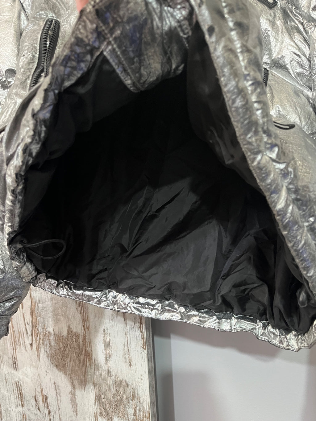 Iets Frans Metallic Silver Puffer Jacket - Image 3
