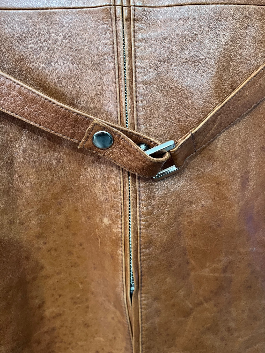 Parfait Ladies Genuine Leather Belted Jacket Brown Size XL - Image 3
