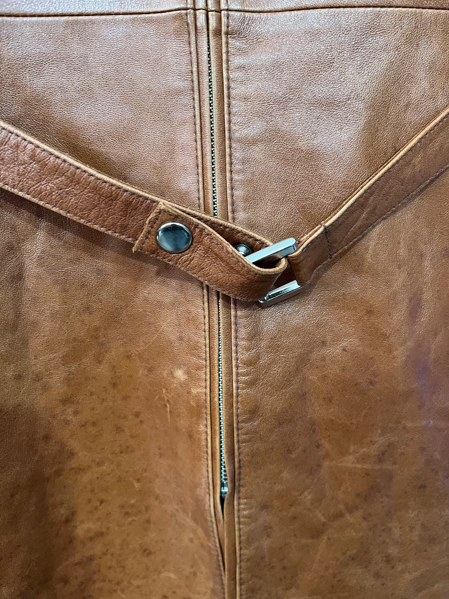 Parfait Ladies Genuine Leather Belted Jacket Brown Size XL - Image 3