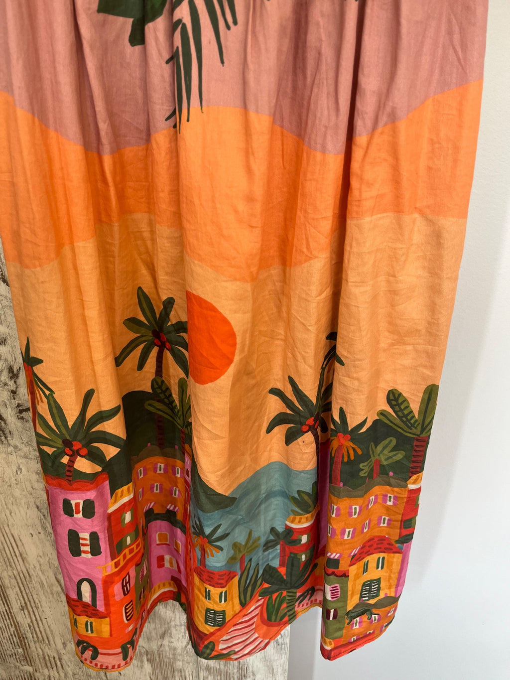 Peter Alexander Tropical Sunset Midi Dress Olive Green Size L - Image 3