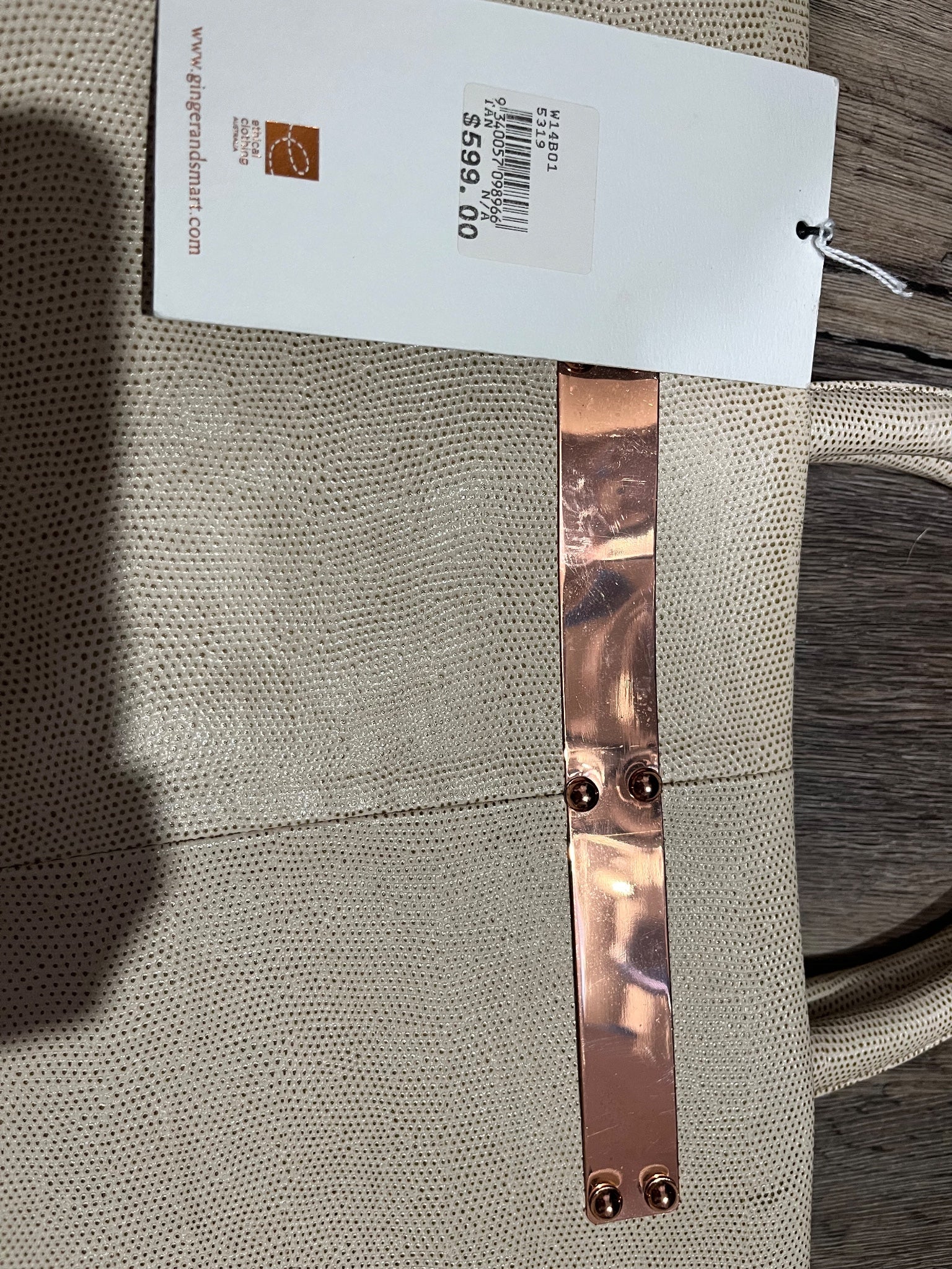 Ginger & Smart Textured Leather Tote Bag With Rose Gold Hardware - Image 3