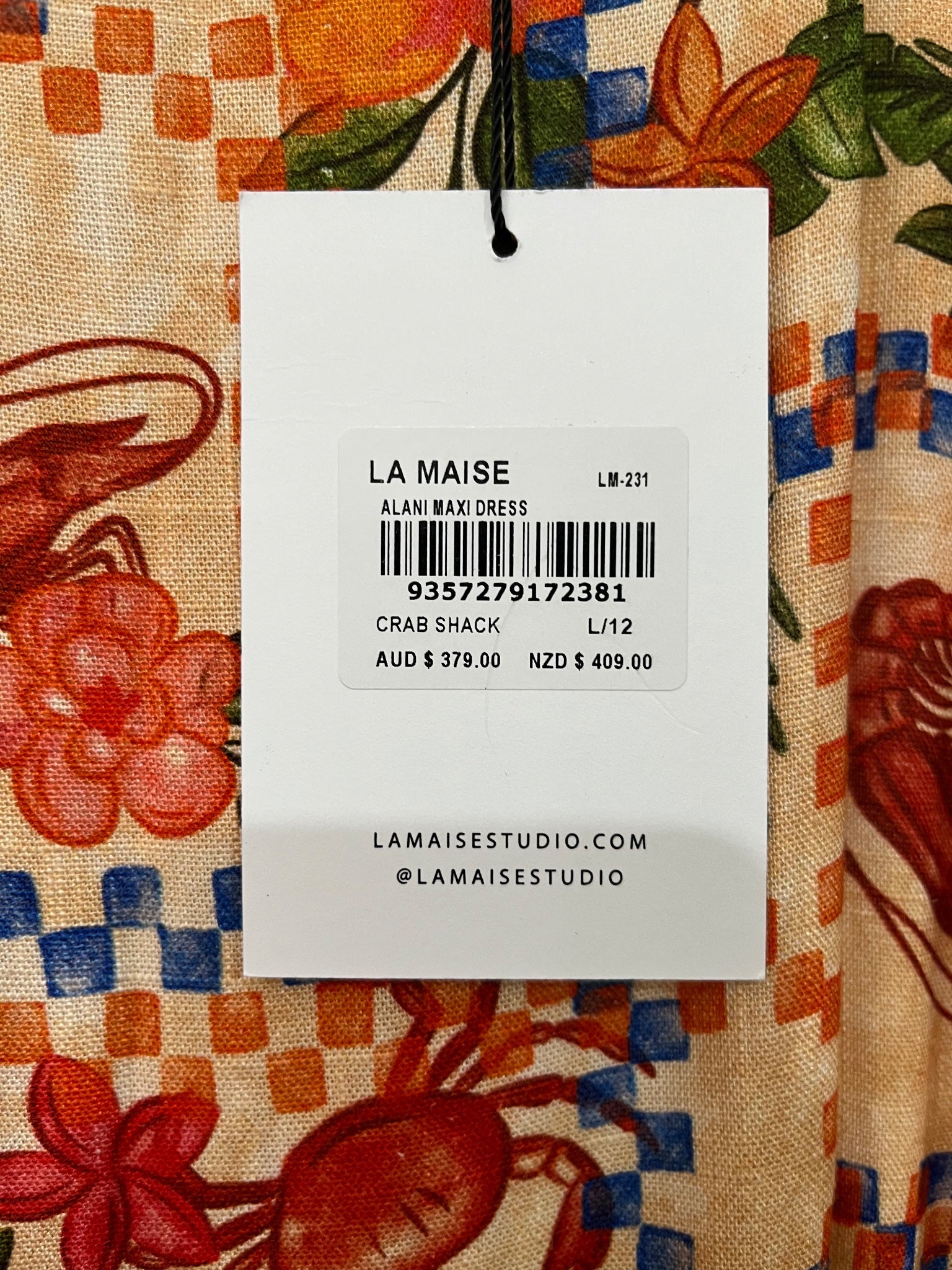 LA MAISE Alani Floral Crab Print Maxi Dress Size 12 - Image 3