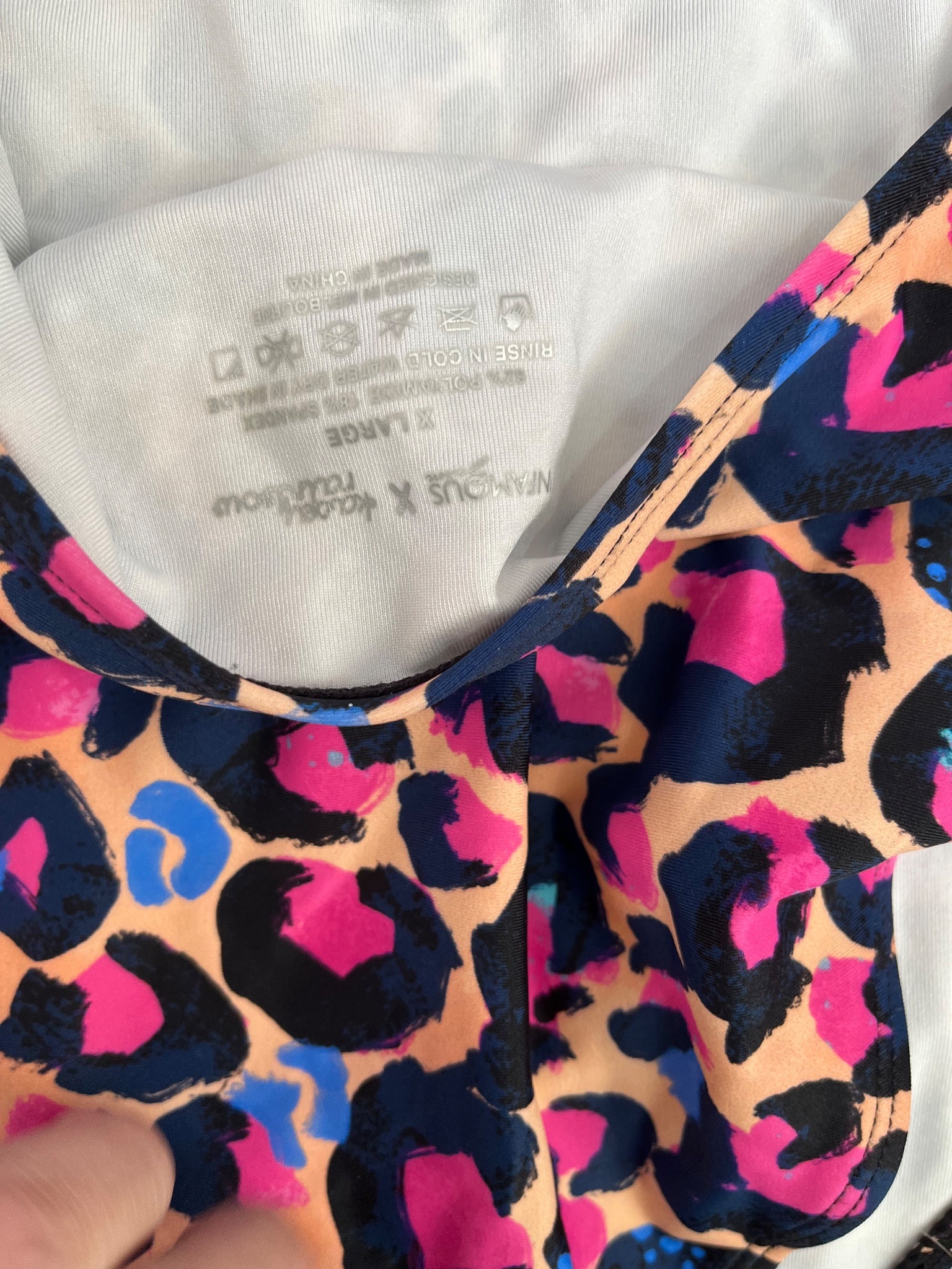 Infamous Swim Neon Leopard Print One-Piece Swimsuit XL - Image 3