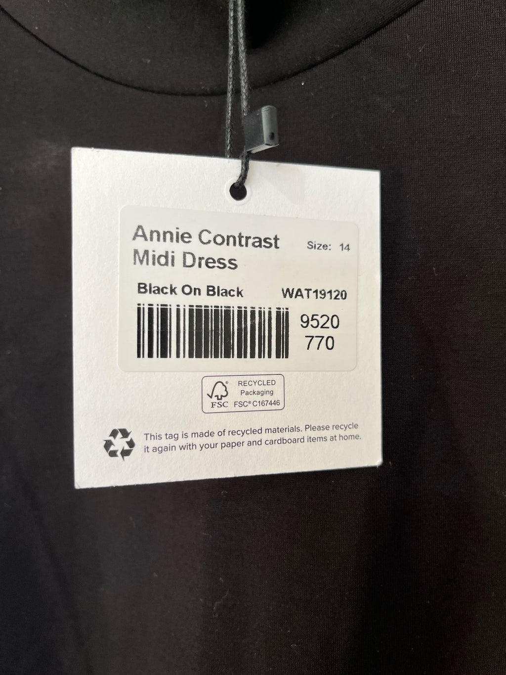 A&H Annie Contrast Midi Dress Black Size 14 - Image 3