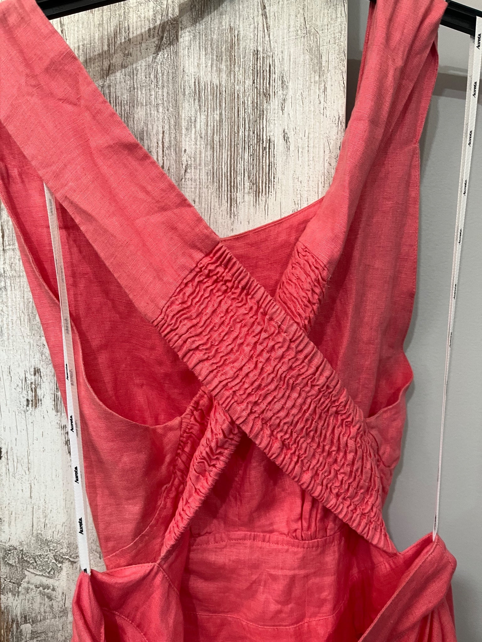 Aureta Elke Linen Maxi Dress Cerise Pink - Image 3