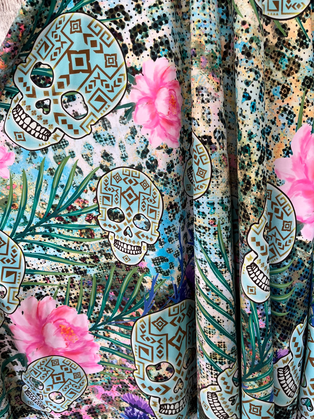 Exotica Floral Skull Print Palazzo/Cullotte length pants Women's Size XL - Image 3