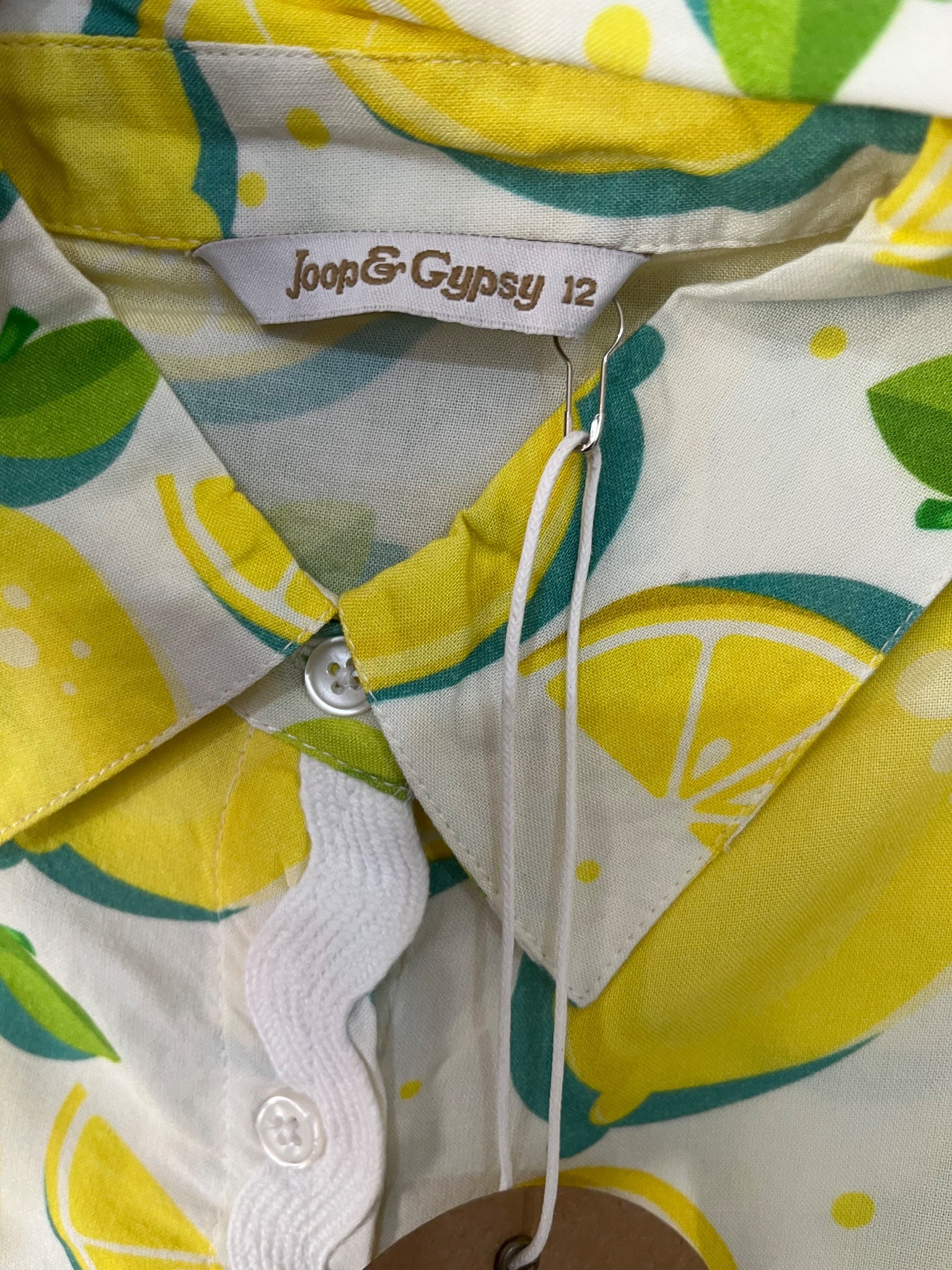 Joop & Gypsy Lemon Print Button-Down Shirt & Shorts Set Size 12 New - Image 3
