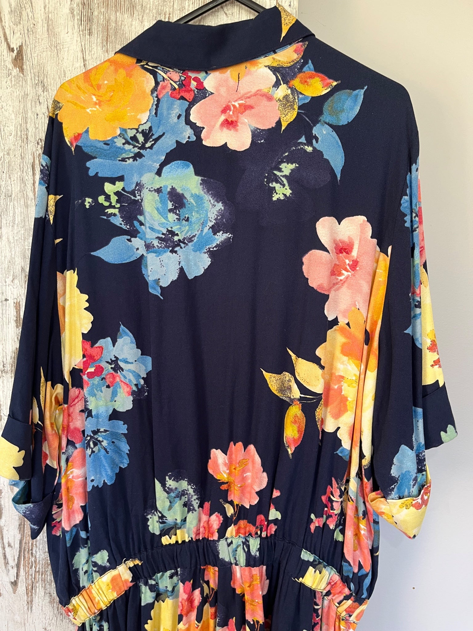 Eb&Ive Floral Button-Down Romper Navy Multi Size L - Image 4