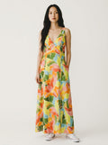 AERE Tropical Floral Linen Midi Dress