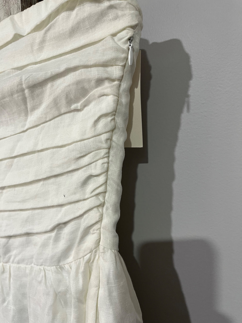 White Strapless Linen Midi Dress Size 14 RRP $169 - Image 4
