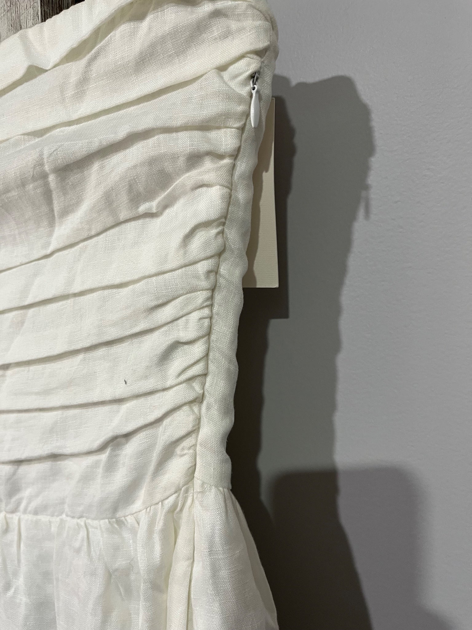 White Strapless Linen Midi Dress Size 14 RRP $169 - Image 4