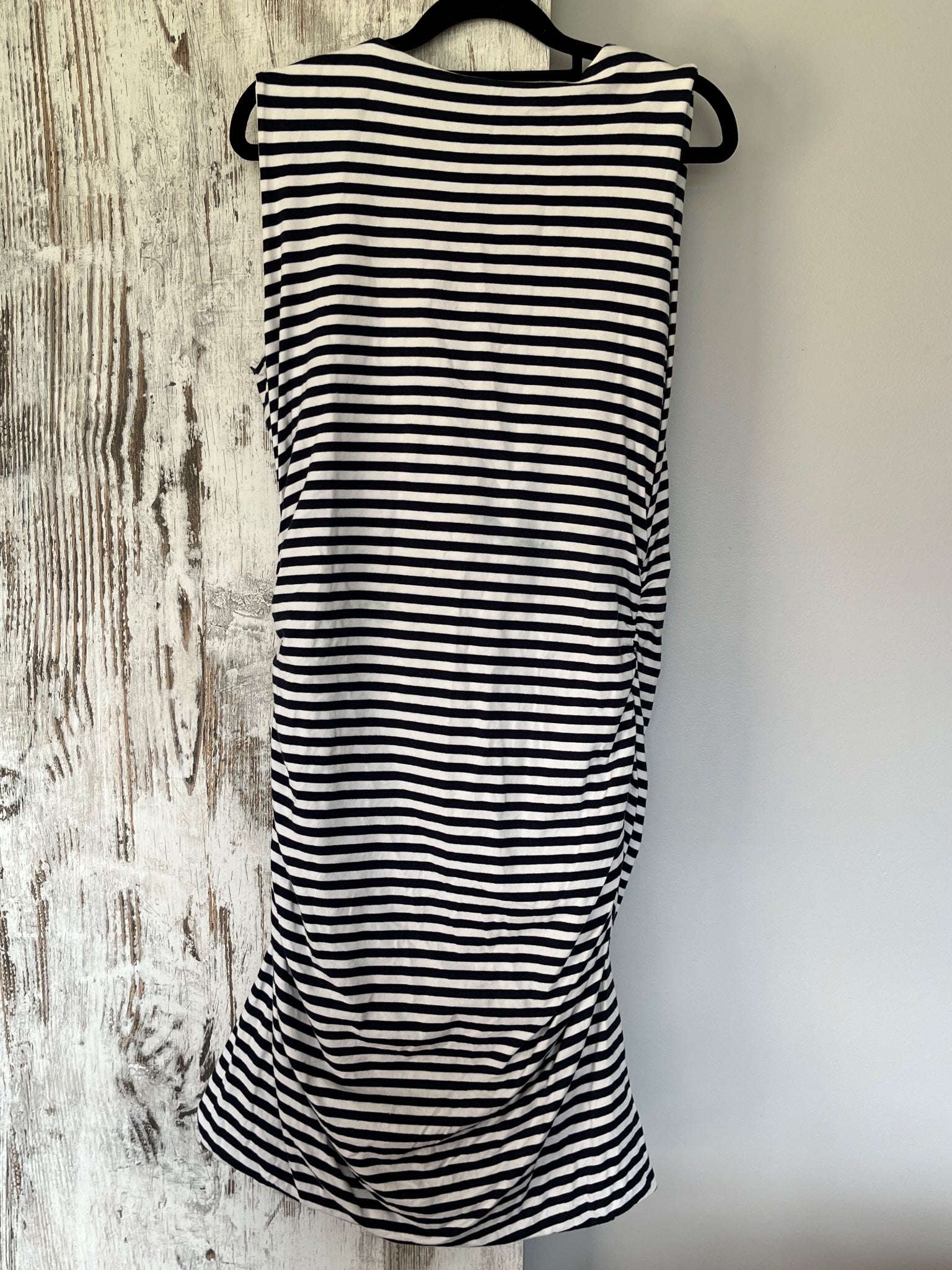 Boden Sleeveless Ruched Wrap Dress Navy White Stripe - Image 4