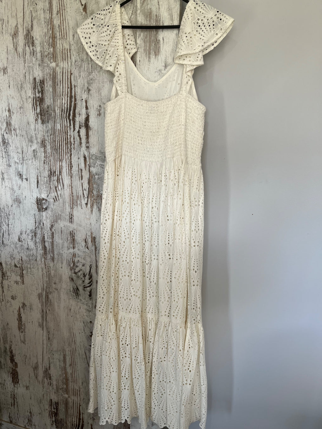 Something 4 Oliva White Eyelet Flutter Sleeve Maxi Dress - Image 4