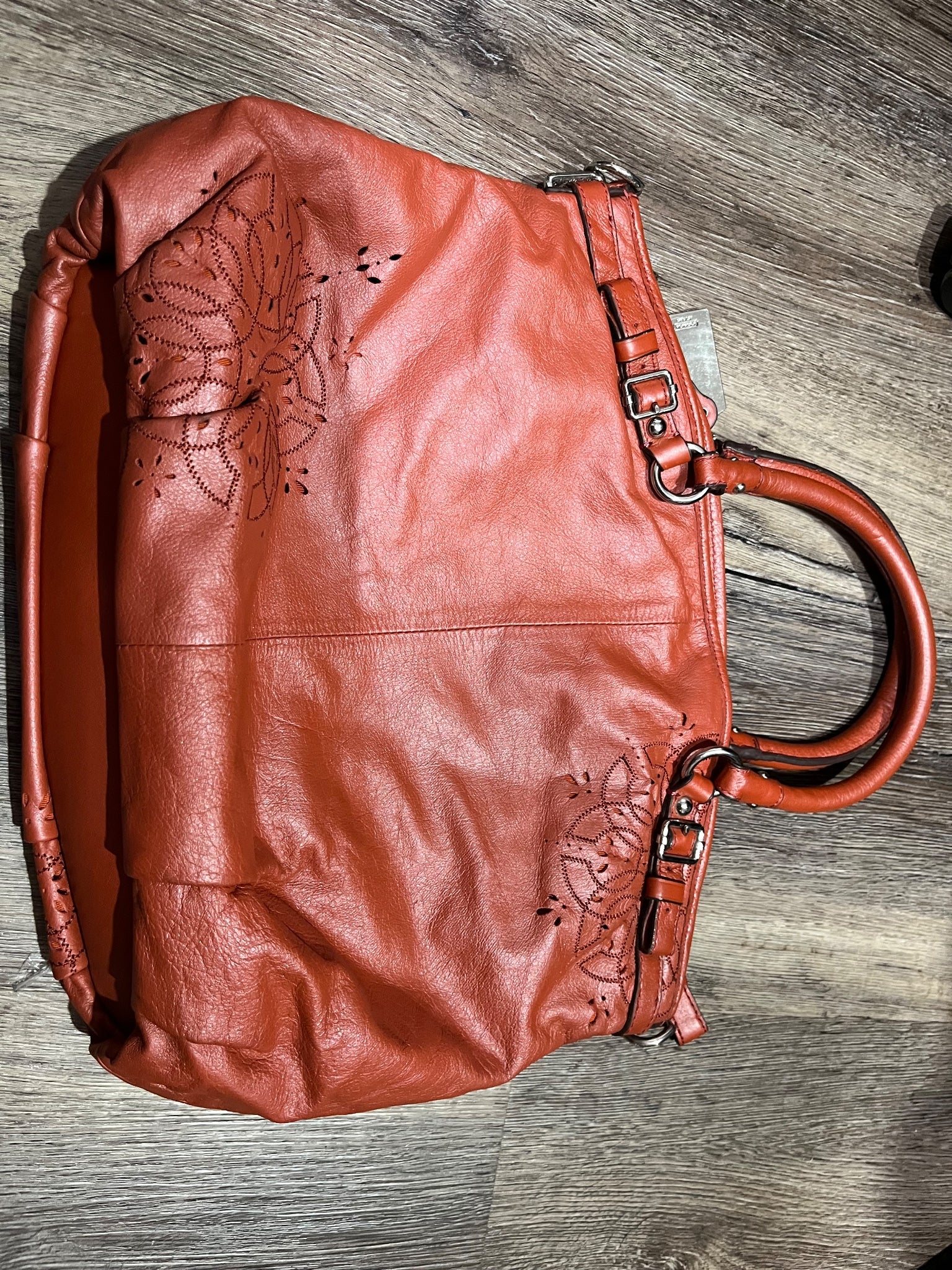 Coach Poppy Perforated Leather Spotlight Satchel Orange/Peach - Image 4
