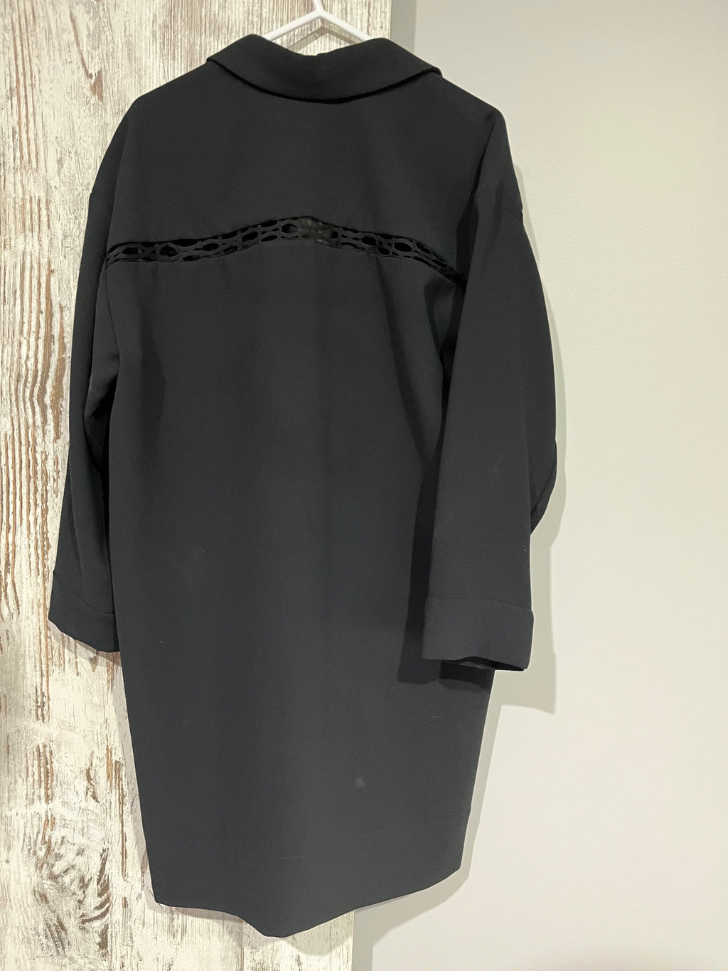 IRO Clemens Black Long Sleeve Shirt Dress With Lace Detail - Image 4