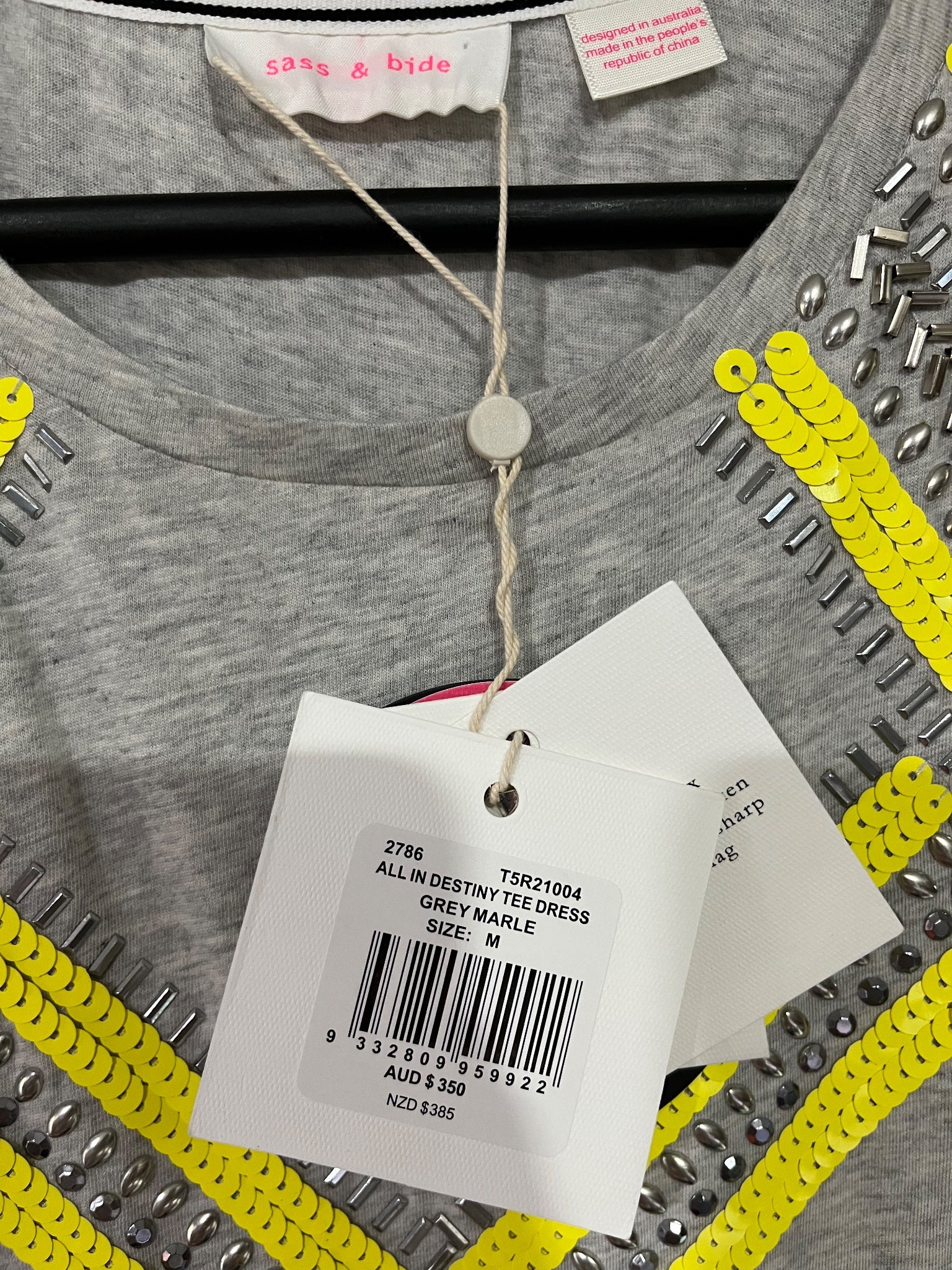 Sass & Bide All In Destiny Sequin Embellished Tee Dress Grey Size M - Image 4