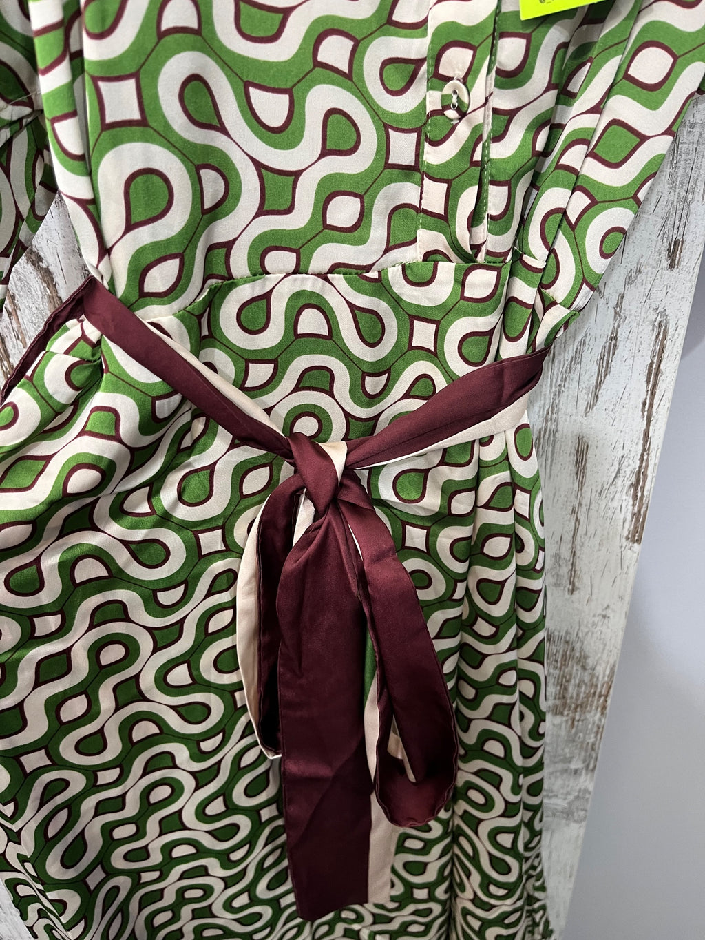 We Are The Others Alessia Geometric Print Shirt Dress Green Size 2 - Image 4