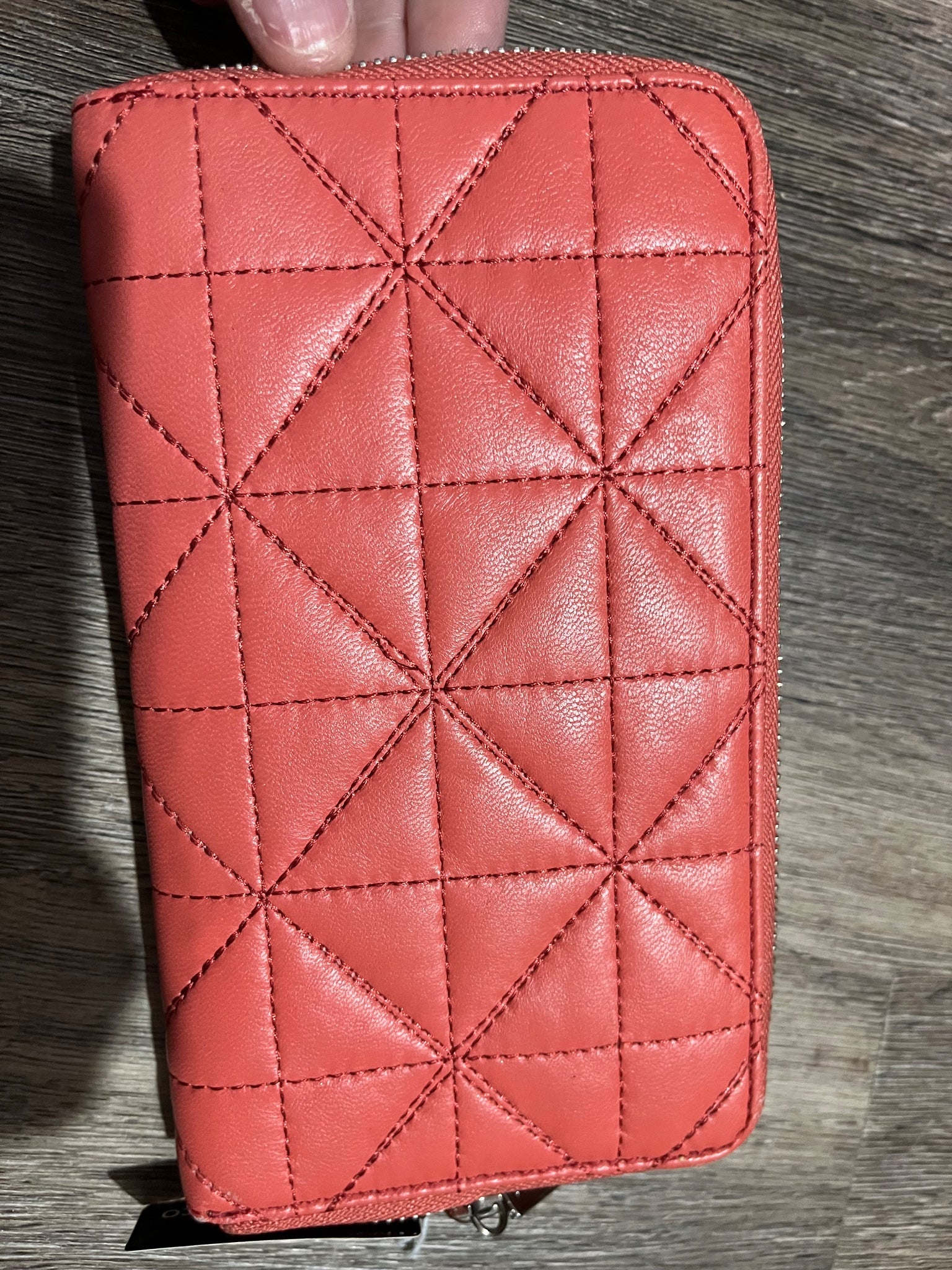 Mimco Quilted Leather Turn-Lock Zip-Around Wallet Red - Image 4