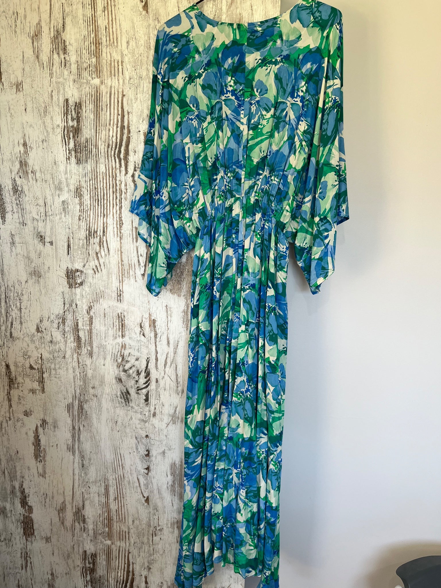 Haven Blue And Green Floral Kaftan Maxi Dress - Image 4