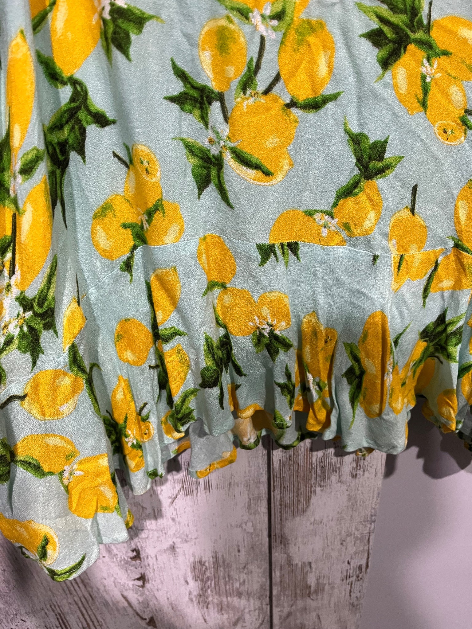 The Shanty Corporation Lemon Print Ruffle Hem Tunic Dress M - Image 4