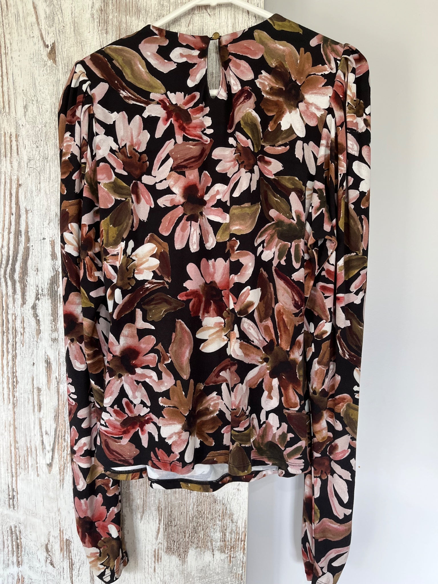 Witchery Floral Long Sleeve Wrap Top Size L - Image 4