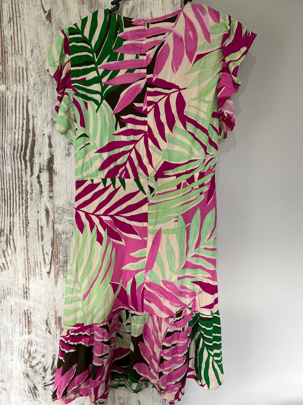 ONLY Tropical Leaf Print Ruffle Sleeve Mini Dress Size S - Image 4