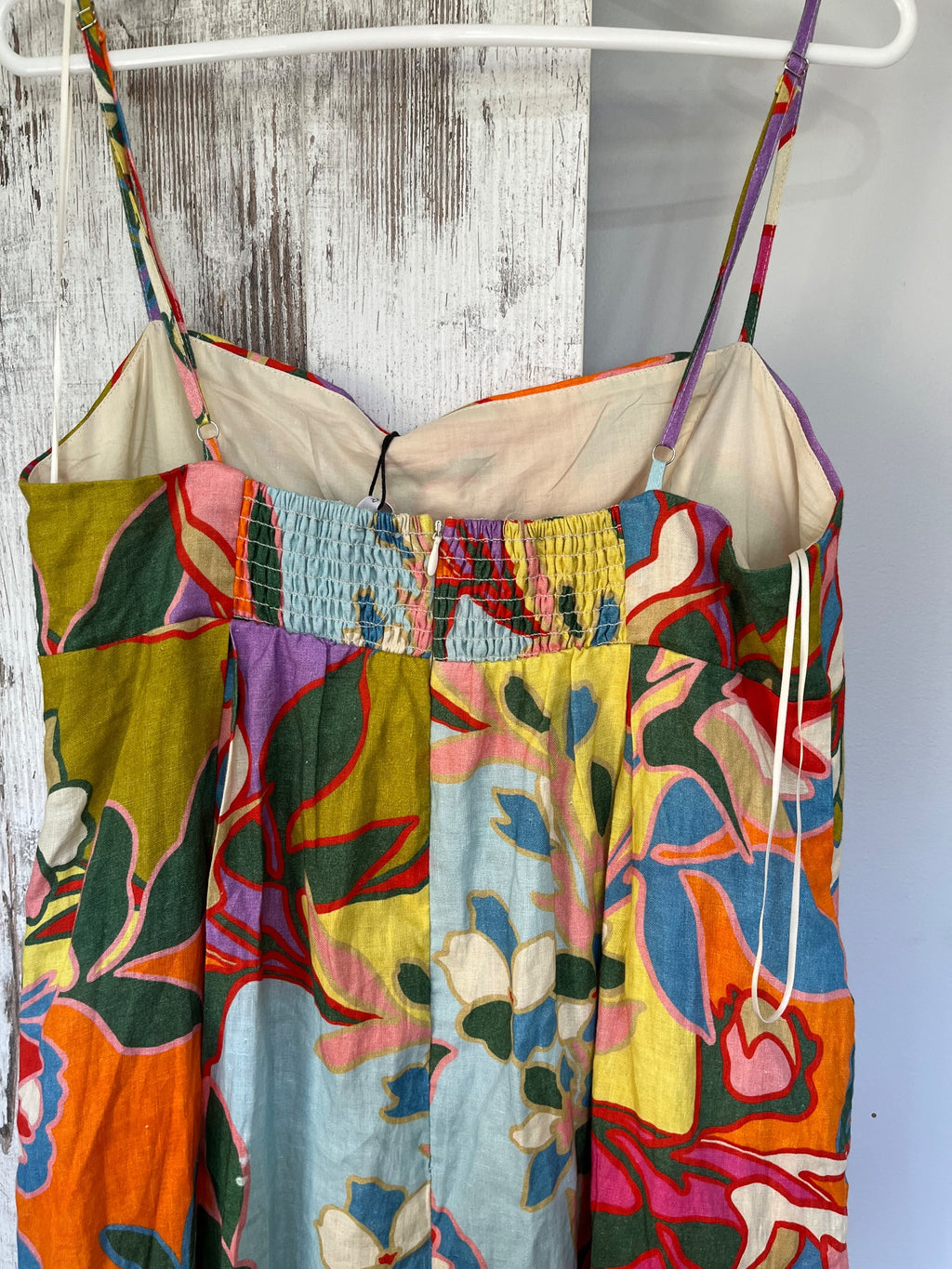 AERE Linen Empire Bodice Maxi Dress Amelia Print Size 14 - Image 4