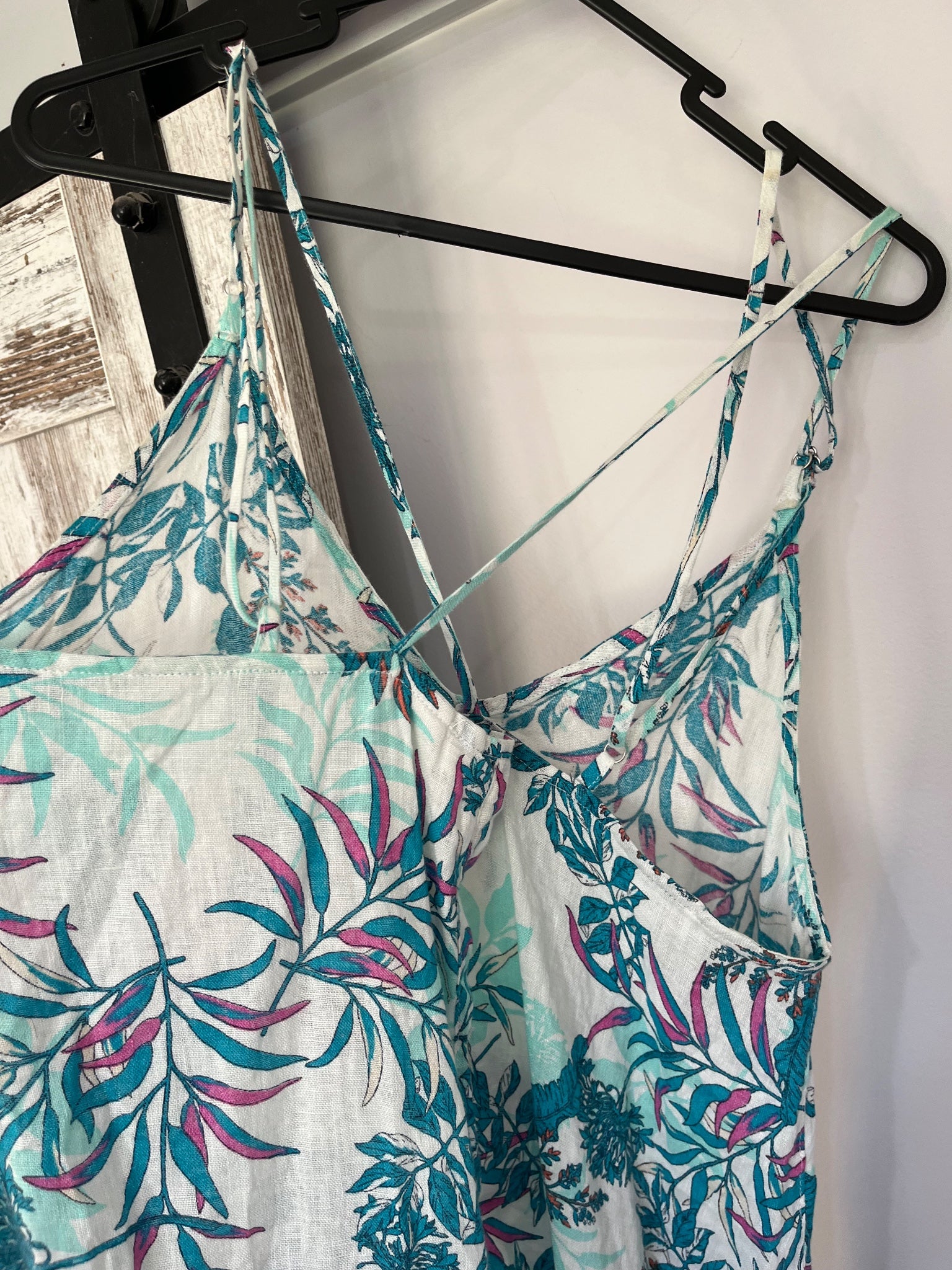 Cynthia Rowley Tropical Leaf Print Linen Cami Dress Size S - Image 4