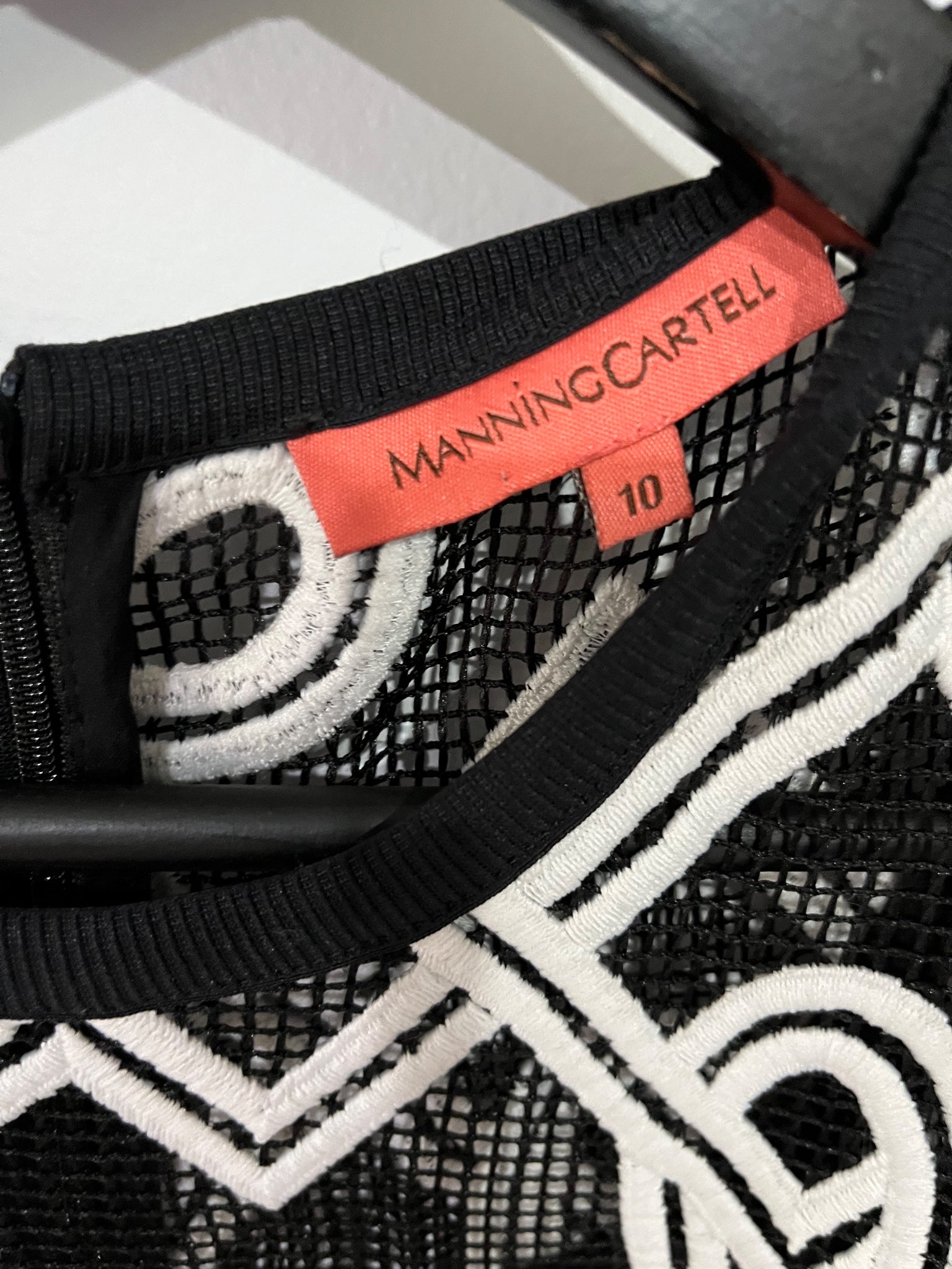 Manning Cartell Black and White Geometric Embroidered Midi Dress - Image 4