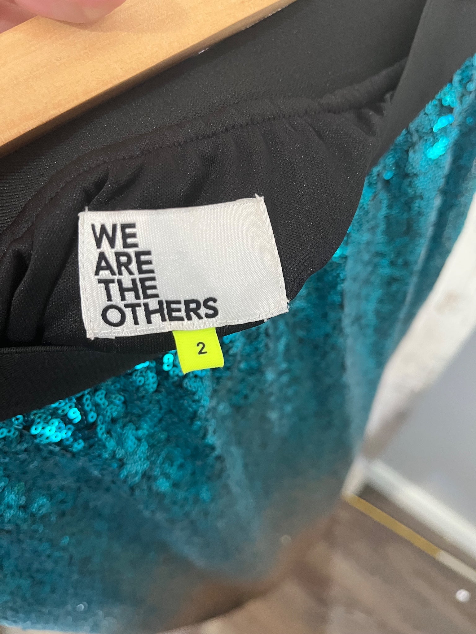 We Are The Others Ombre Sequin Midi Skirt Teal Gold - Image 4