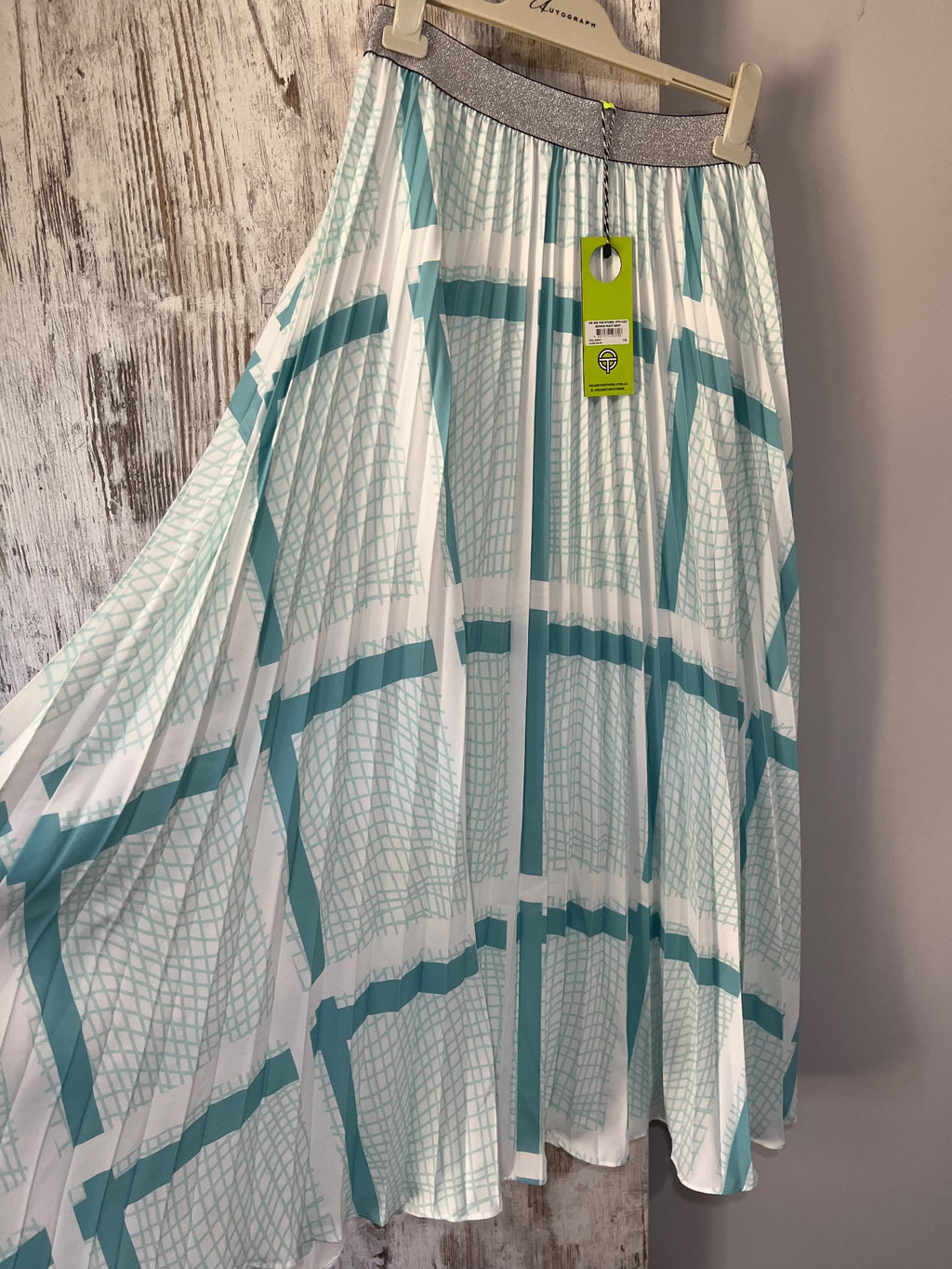 We Are The Others Simone Pleat Skirt Teal Print Size XL - Image 4