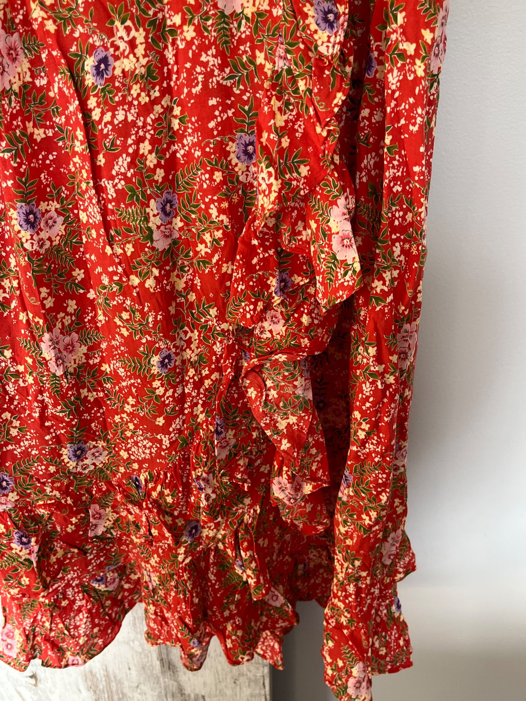 Auguste Red Floral Sleeveless Ruffle Hem Dress - Image 4
