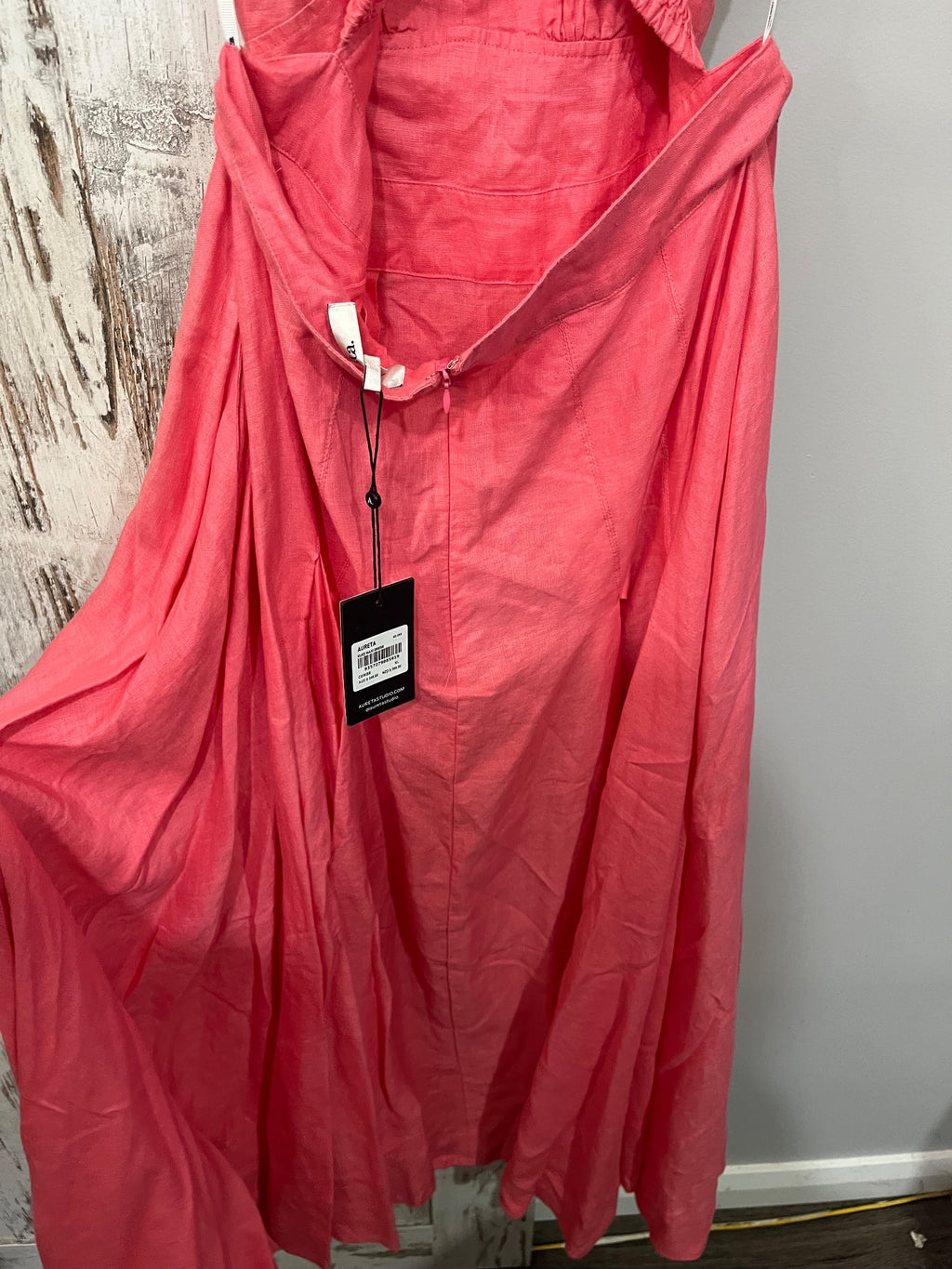 Aureta Elke Linen Maxi Dress Cerise Pink - Image 4