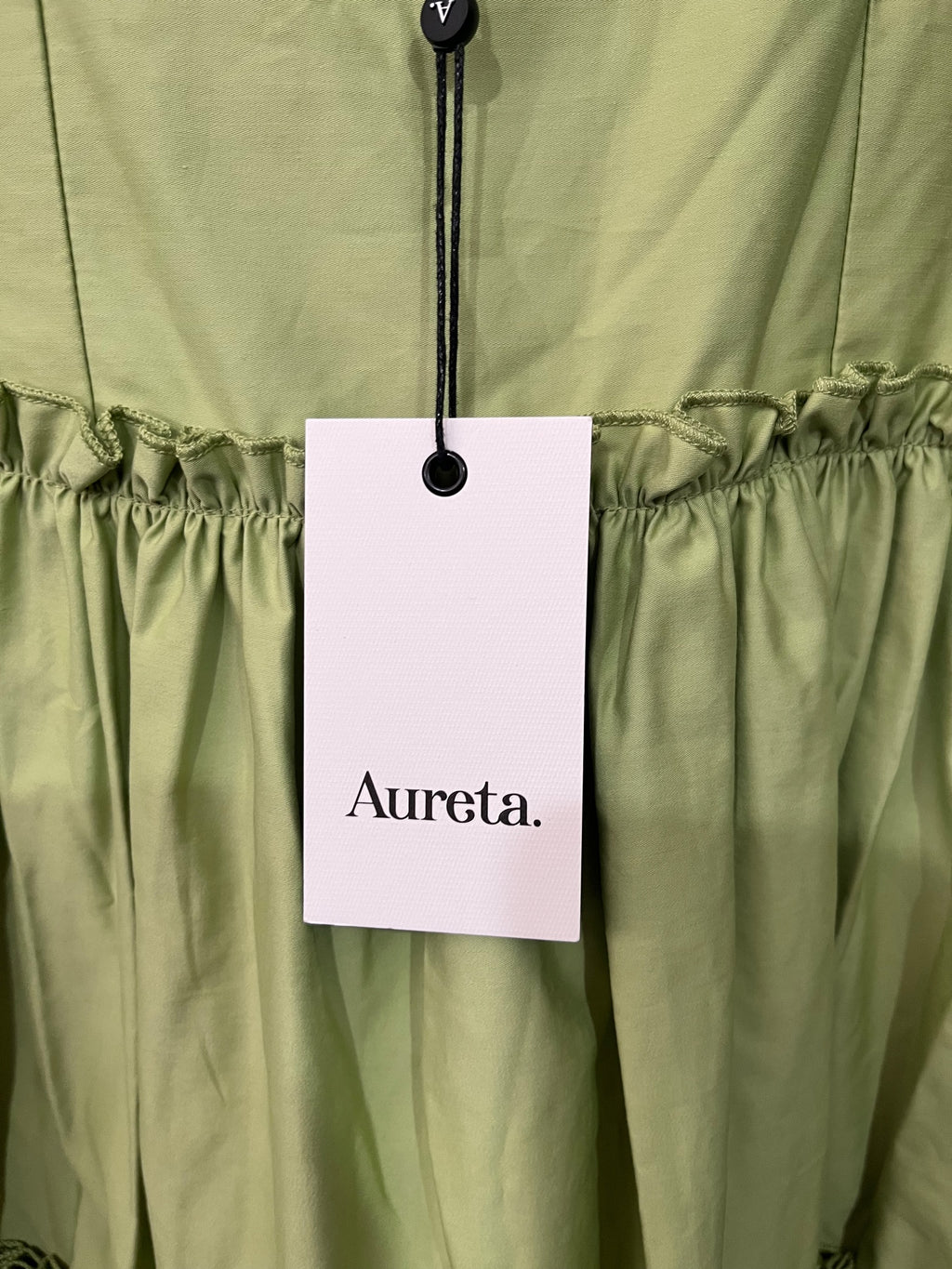 Aureta.. Lime Green Tiered Mini Dress Size S - Image 4