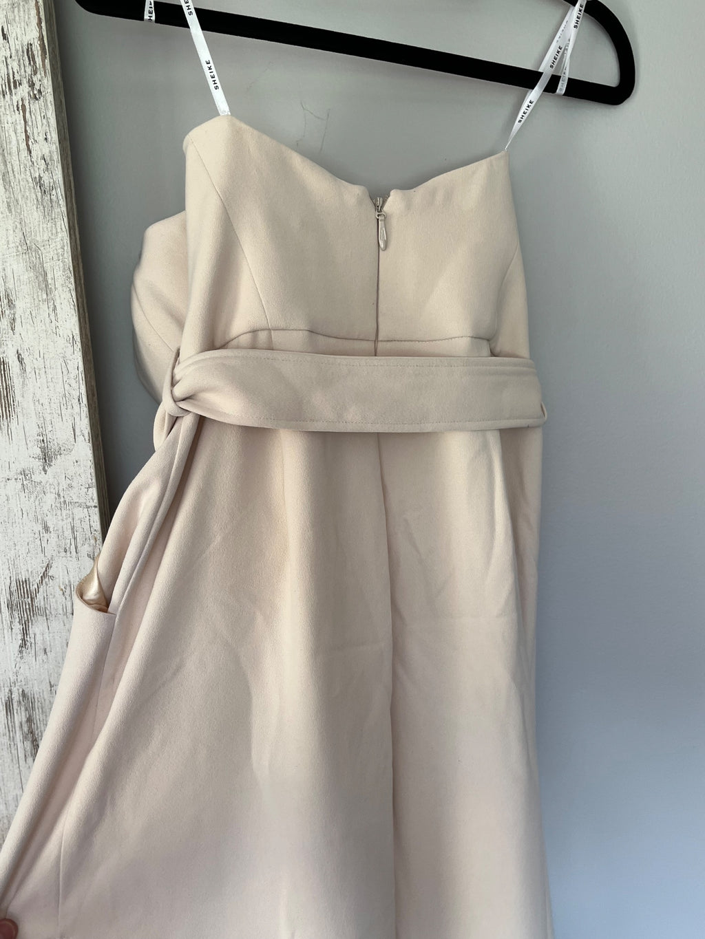 Sheike Beige Strapless Belted Jumpsuit Size 10 - Image 4