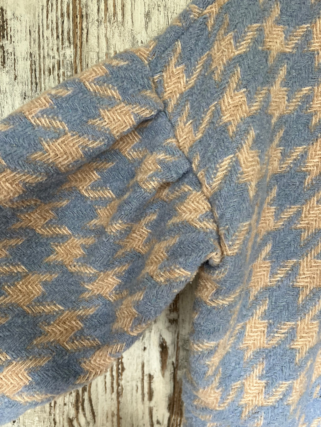 Storets Blue and Beige Houndstooth Cropped Jacket Size M - Image 4
