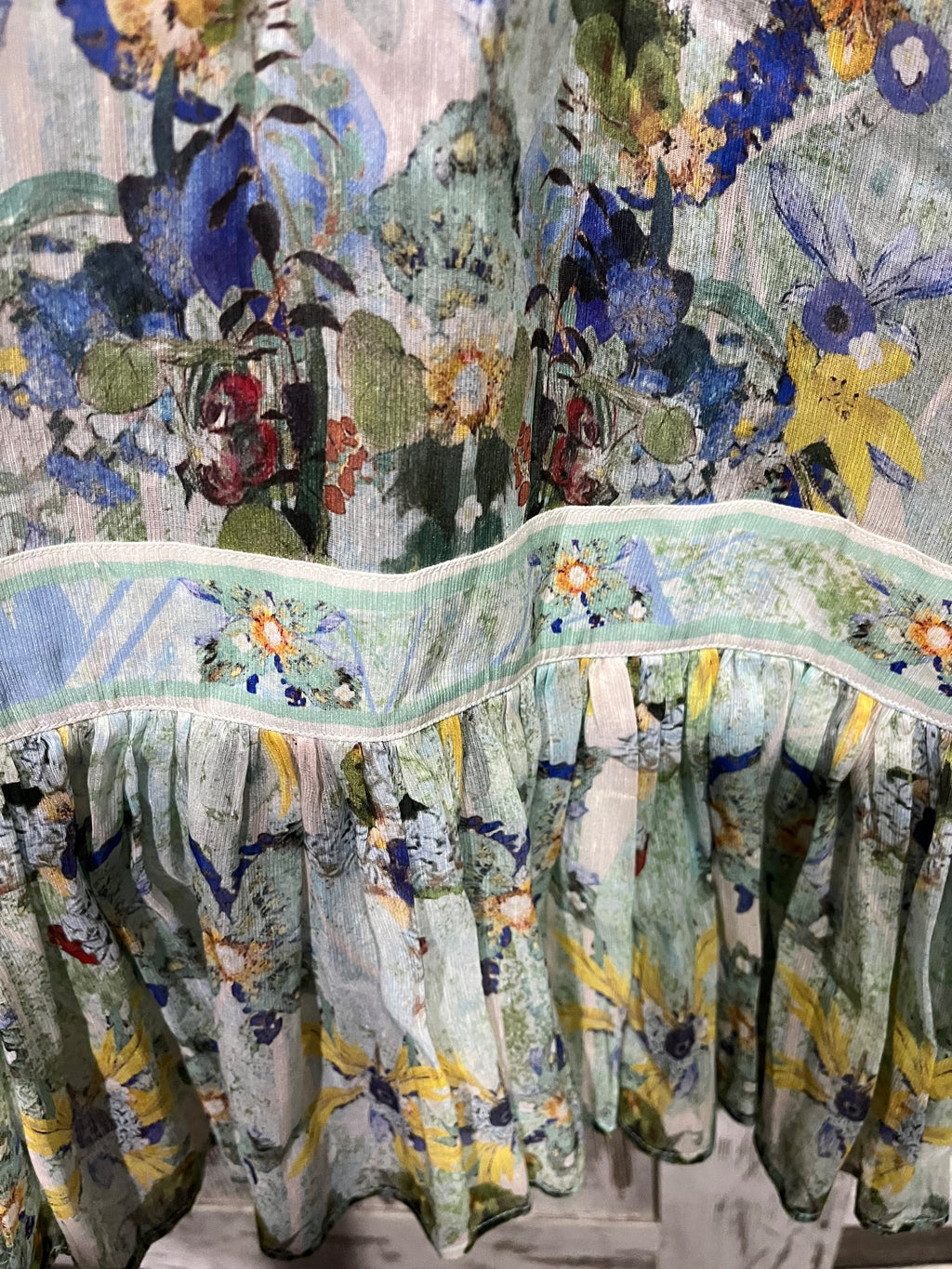 Leo & Lin Floral Linen Silk Maxi Dress Size 10 RRP $699 - Image 4