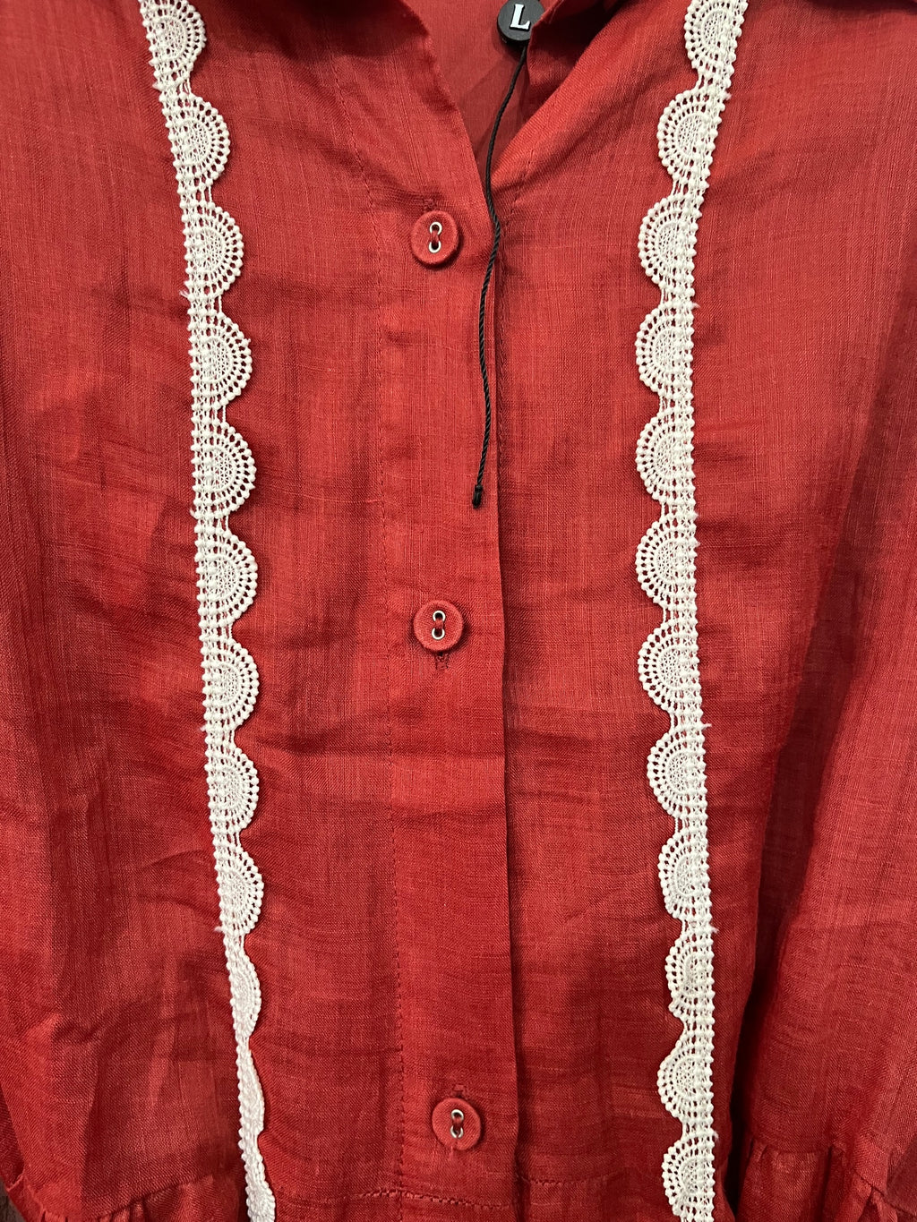 La Maise Studio Lyon Shirt Maxi Dress Rust Red Size L - Image 4