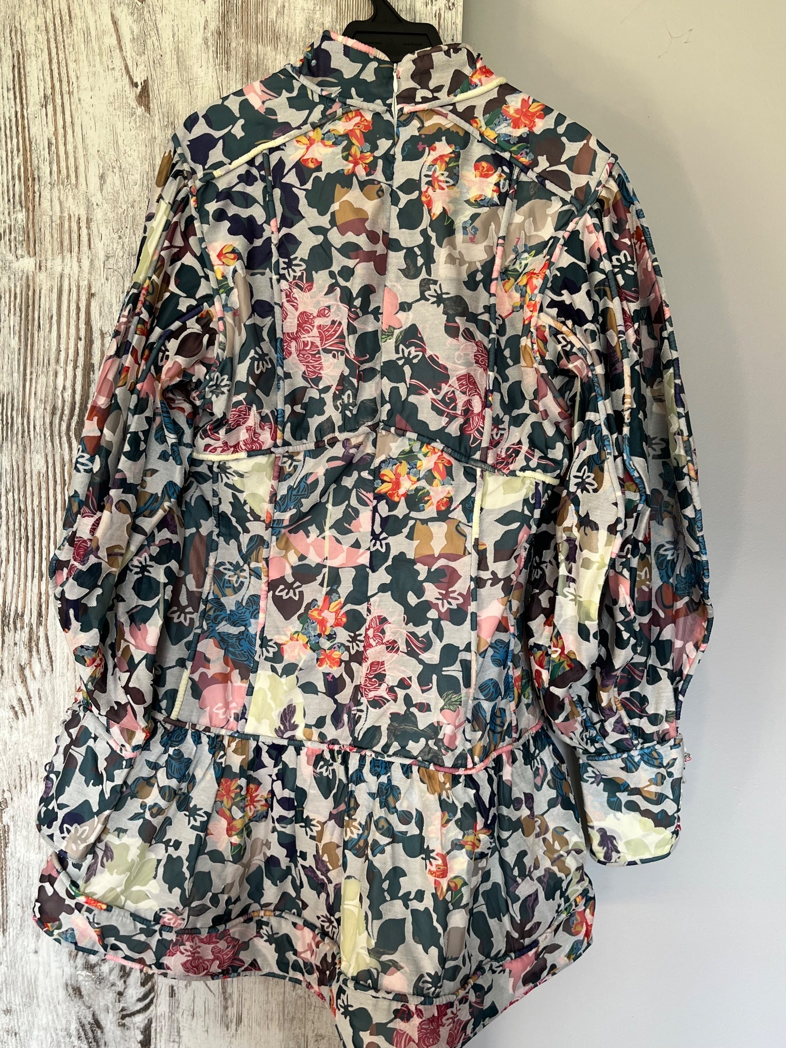 Mackenziemode Floral Print Long Sleeve Mini Dress AU 12 - Image 4