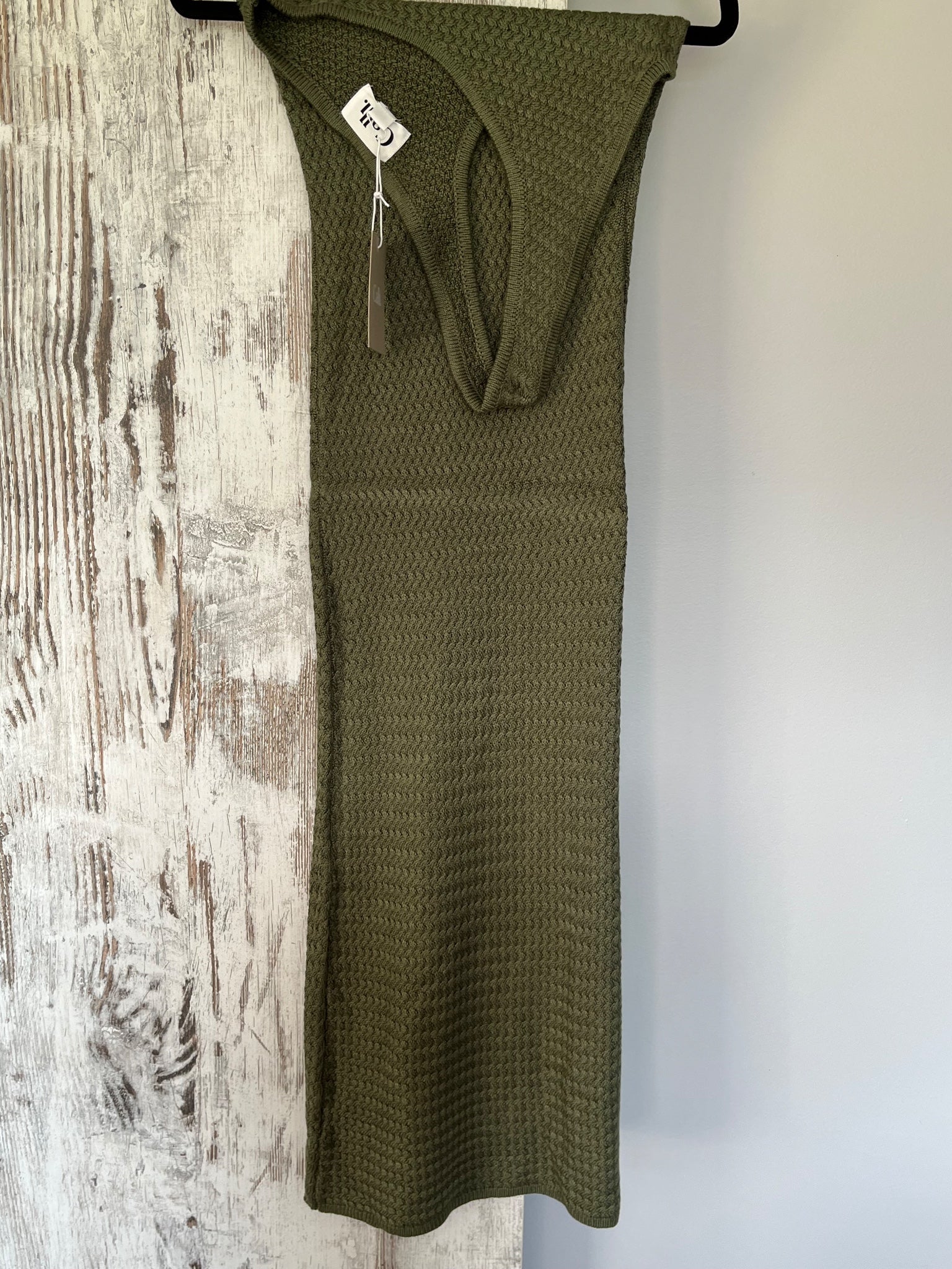 Calli.. Tara Knit Midi Dress Khaki Size 14 - Image 4