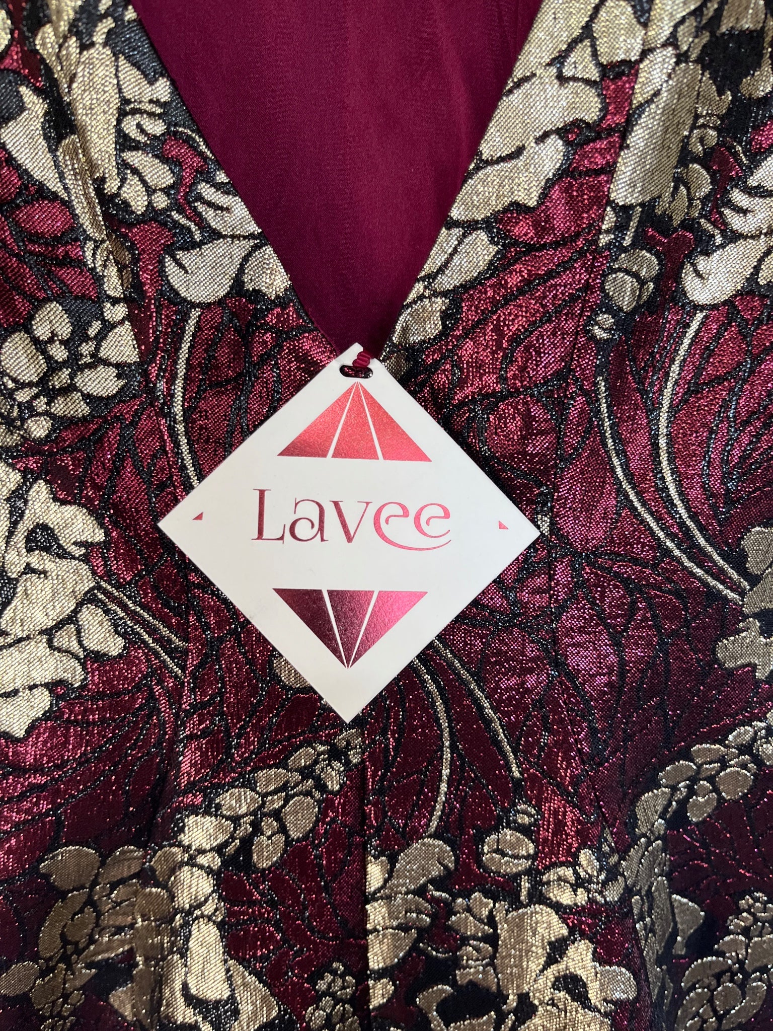 Lavee Clara V-Tie Back Boat Neck Wisteria Lamé Dress RRP $740 - Image 4