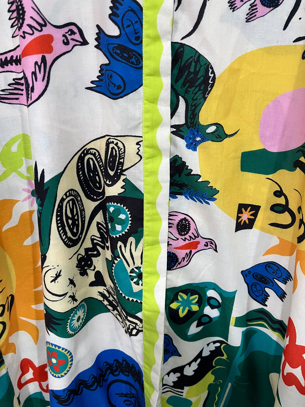 Palm Cove Abstract Print Button-Down Shirt Dress L - Image 4