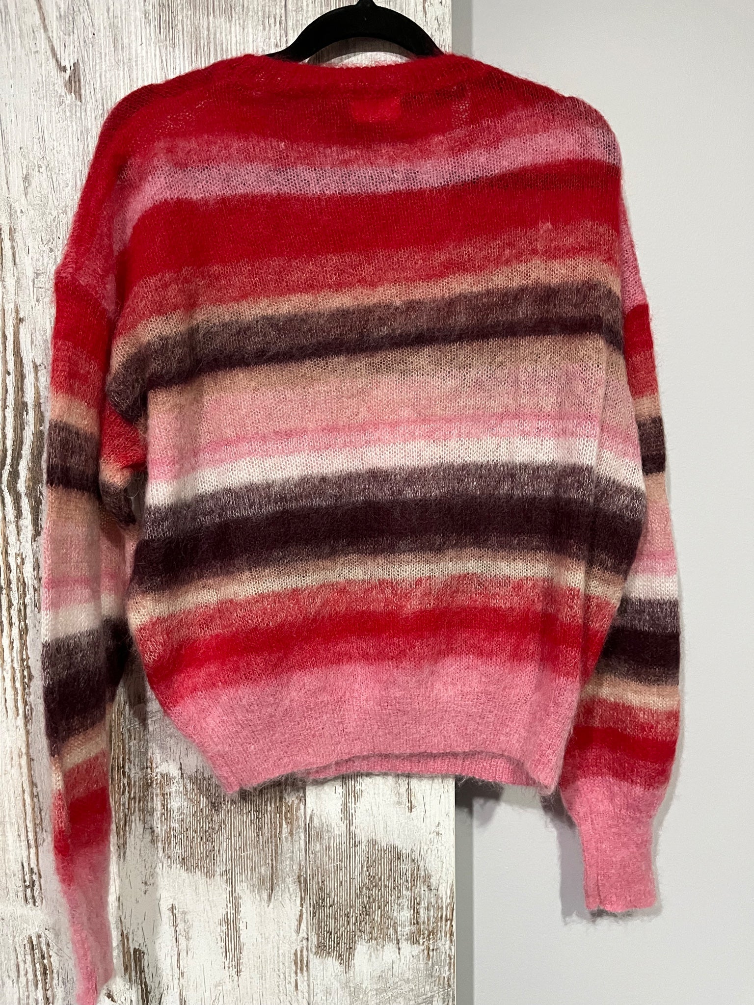 Gorman Striped Mohair Blend Knit Sweater Pink Red - Image 4