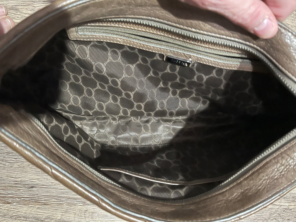 Vintage Oroton Leather Chevron Quilted Wristlet Clutch Bronze - Image 4