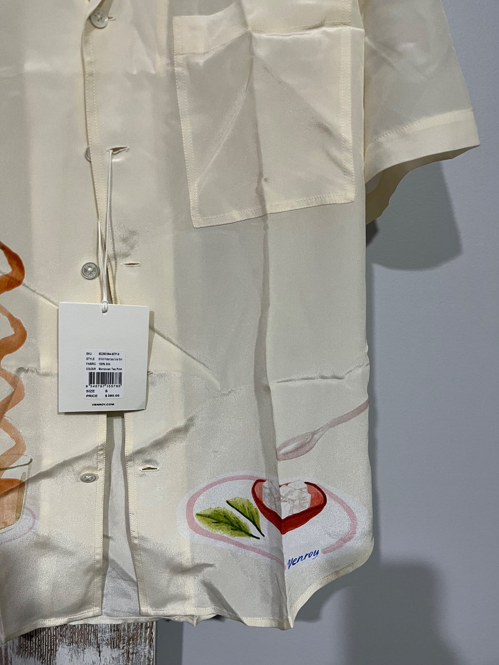 Venroy Silk Camp Collar Shirt With Tea Print - Image 5