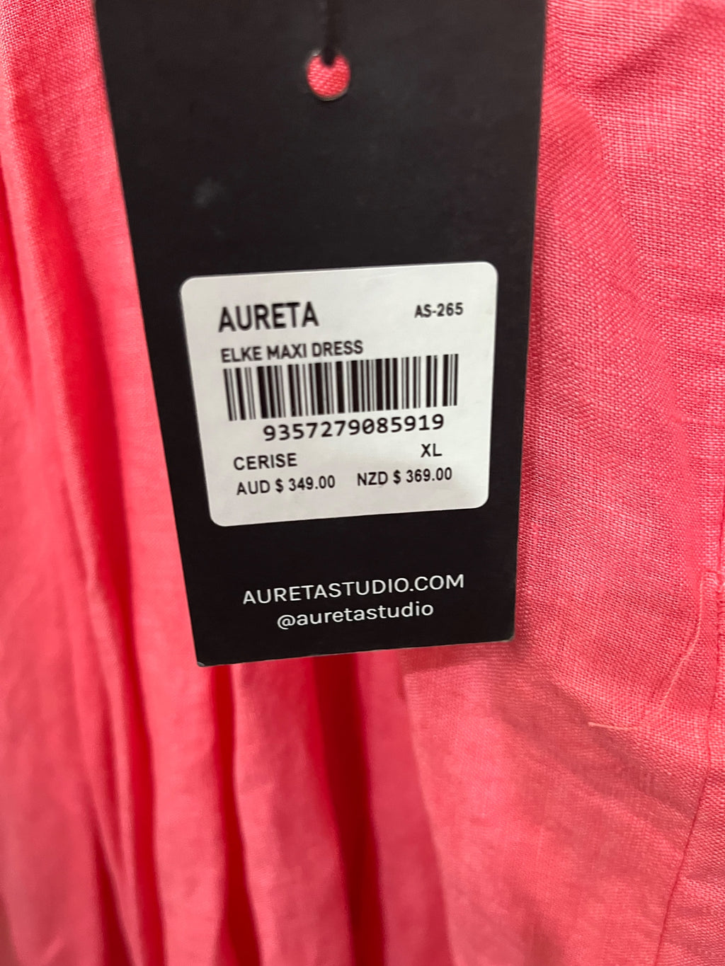 Aureta Elke Linen Maxi Dress Cerise Pink - Image 5