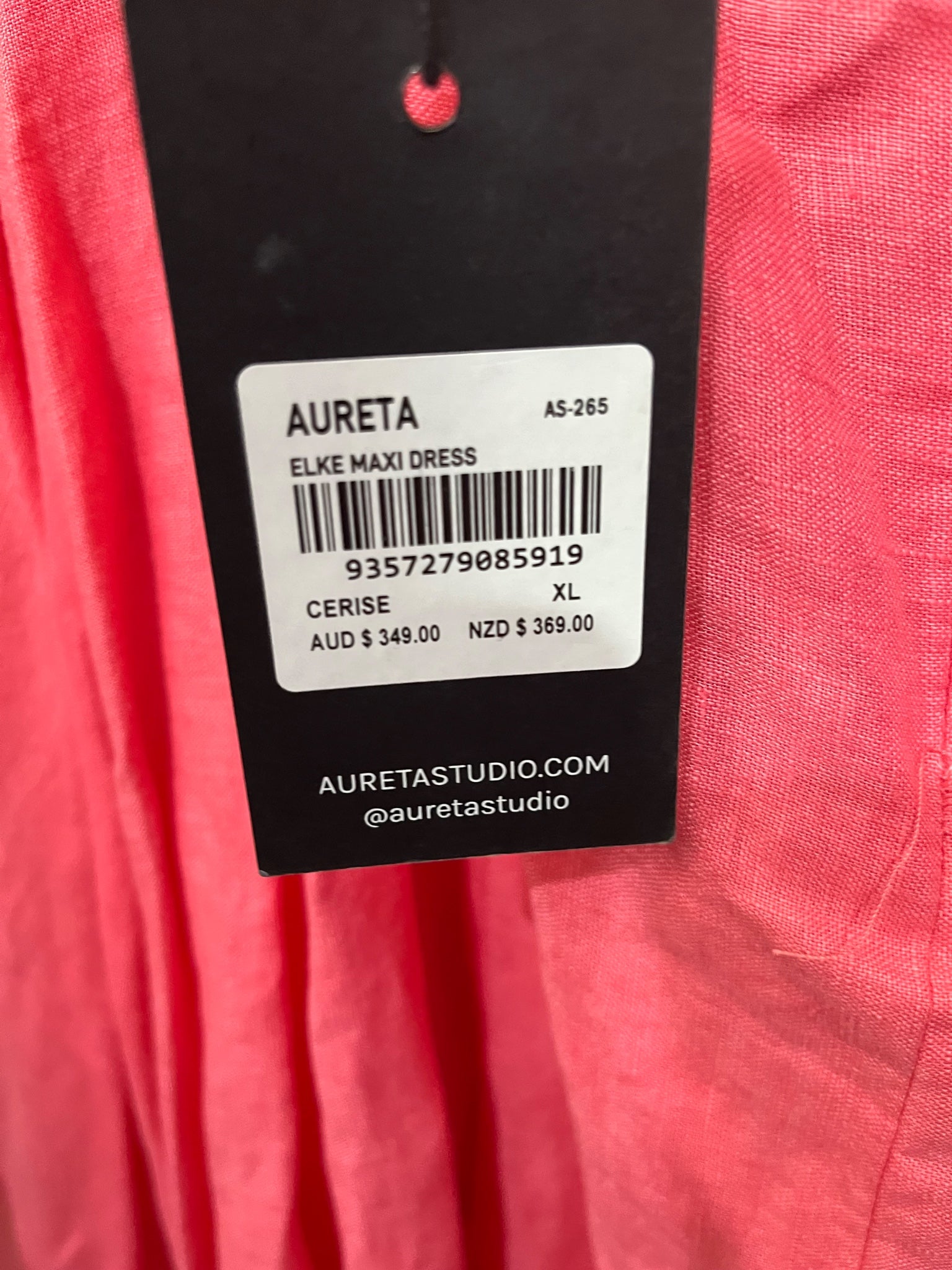 Aureta Elke Linen Maxi Dress Cerise Pink - Image 5
