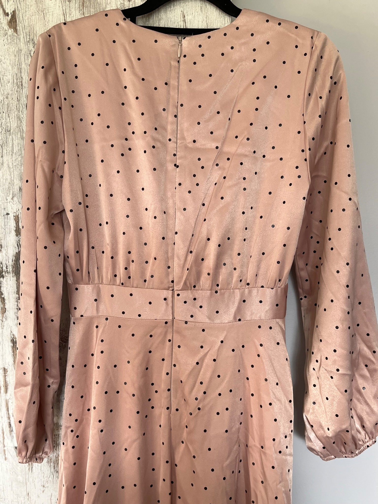 Pasduchas Pink Polka Dot Satin Tie Front Midi Dress Size 6 - Image 5