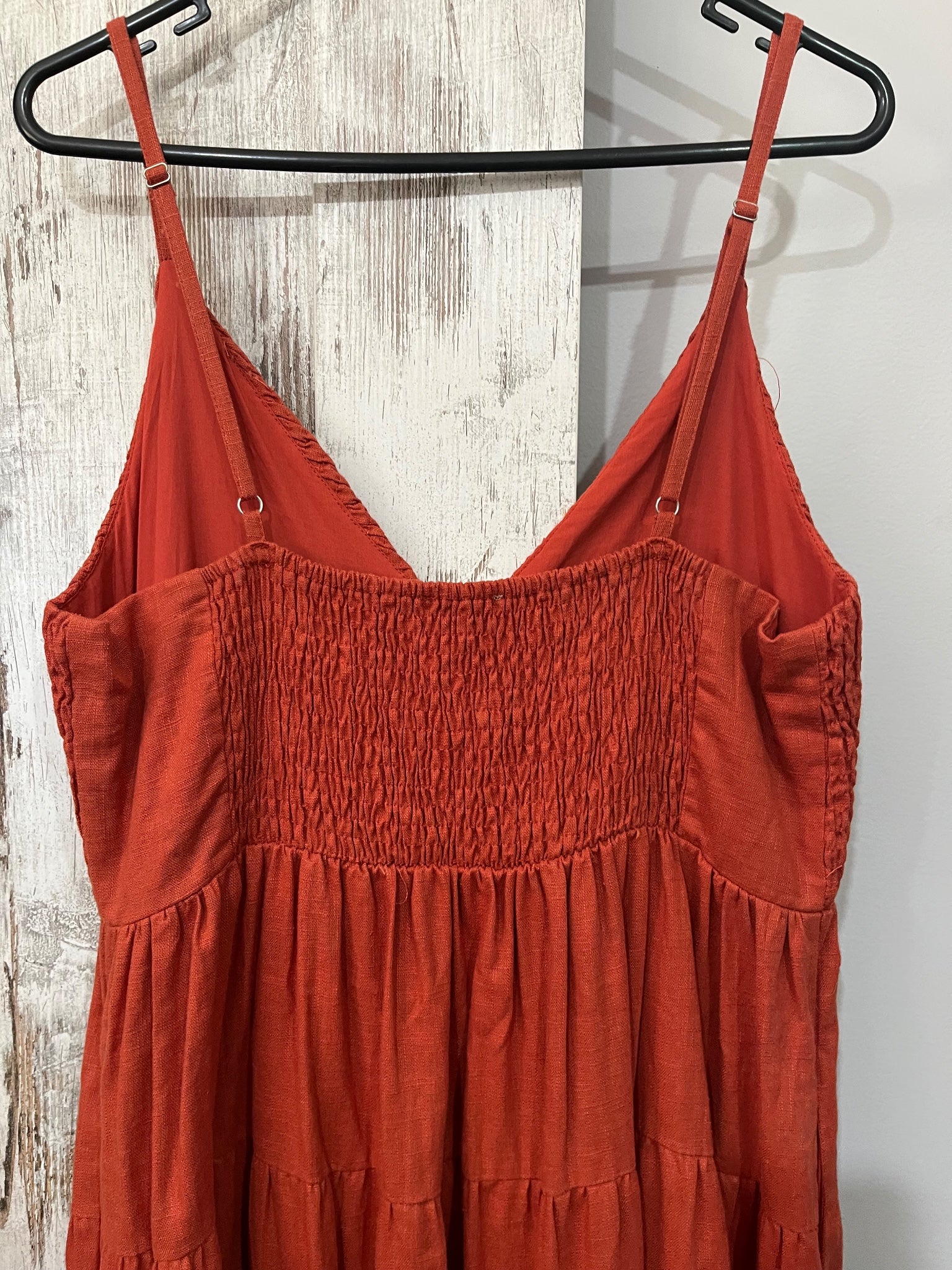 THE OTHERS Shirred Bodice Tiered Maxi Dress Rust - Image 5