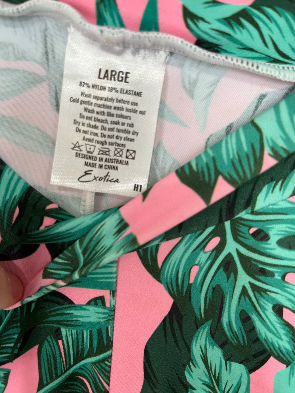 Exoticathletica Tropical Leaf Print Palazzo Pants/ Cullottes Pink Green - Image 5
